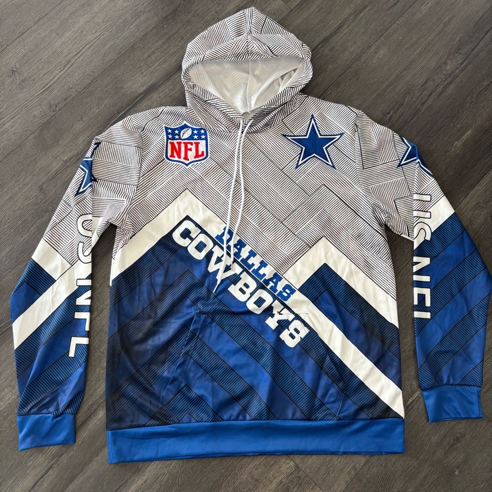 NFL Dallas Cowboys Graphic Hoodie Pullover Size XL Mens AOP Jacket Star Logo